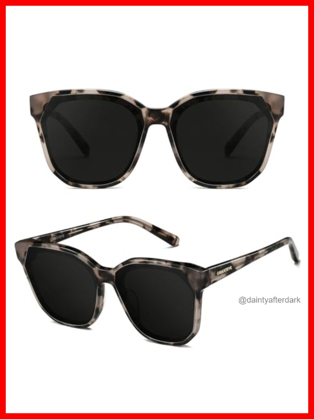 Oversized Square Acetate Sunglasses UV400 Mirrored Lenses